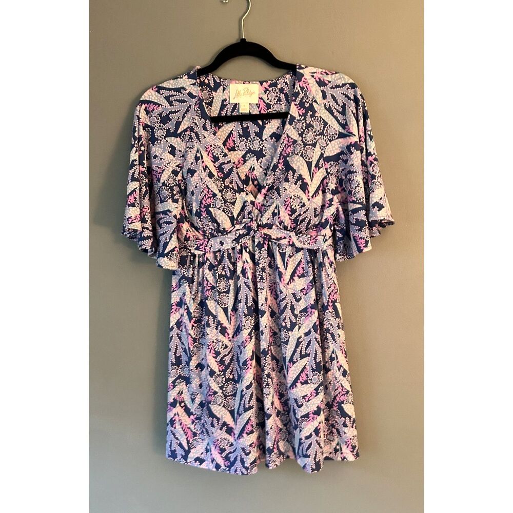 Lilly Pulitzer Minka Skirted Romper in Barton Blue Star Gazing size small